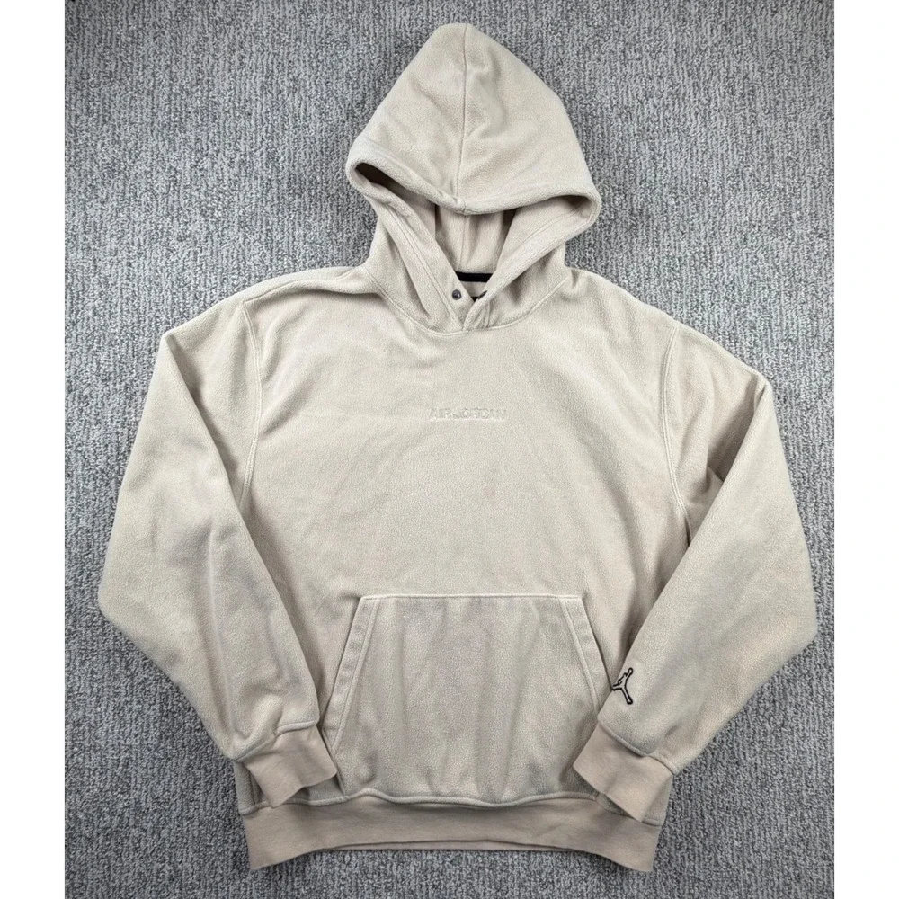 Jordan Fleece Hoodie Mens Small Beige Tan Air Jordan Pullover Sweatshirt